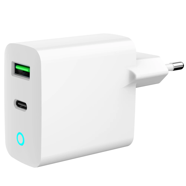 Мережевий зарядний пристрій Gembird TA-UC-PDQC20L-W-01 1 USB-A + 1 Type-C (PD20Вт + QC3.0 18Вт)