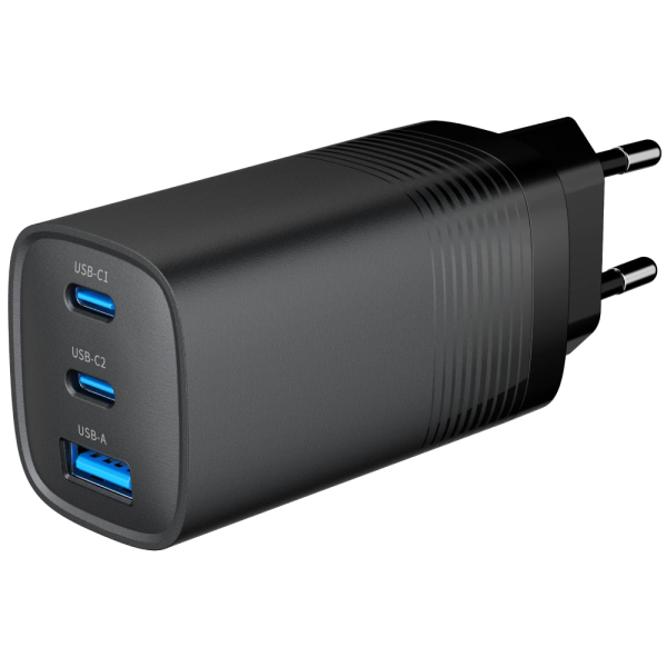 Мережевий зарядний пристрій Gembird TA-UC-PDQC65-01-BK (USB Type A + USB Type C)