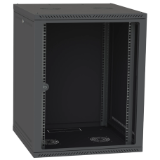 Шафа телекомунікаційна двері скло (чорна) IPCOM СН-18U 600х600