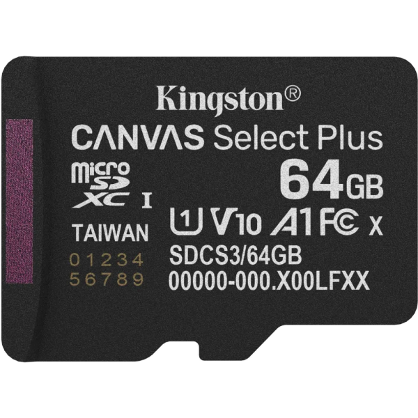 Карта пам'яті Kingston microSD64GB C10 UHS-I A1 V10 R100MB/s